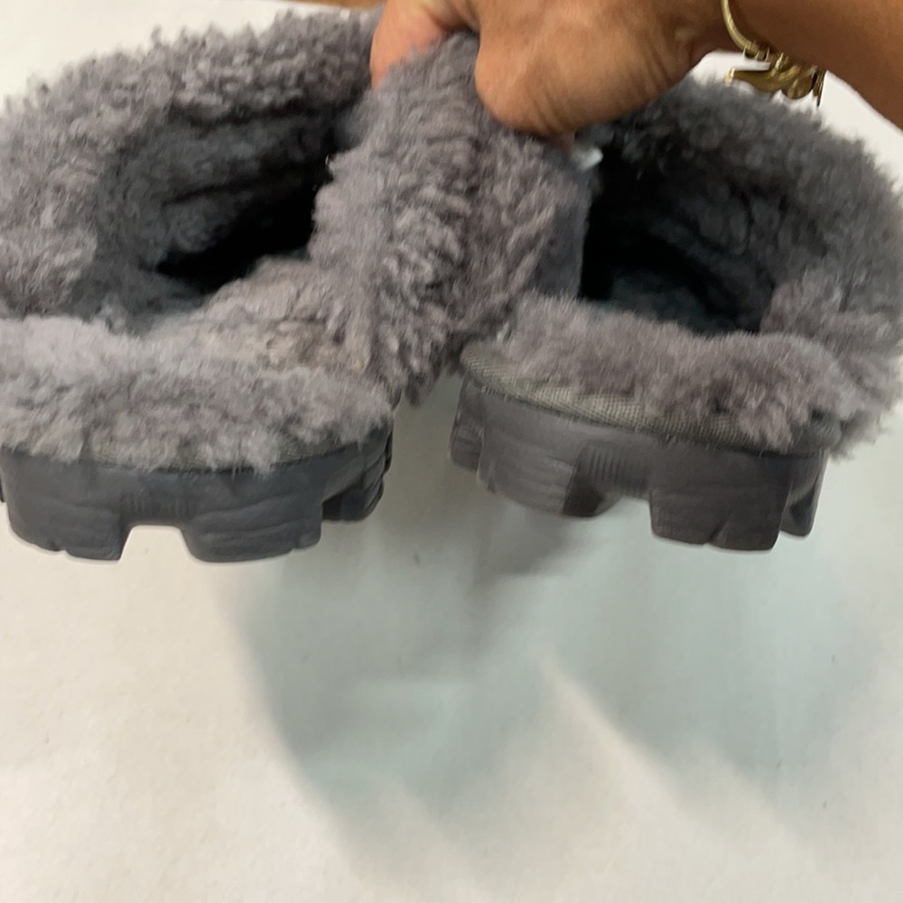 UGG Gray Coquette Suede Sheepskin Sherpa Lining Slippers Mules size 7 - Picture 5 of 12